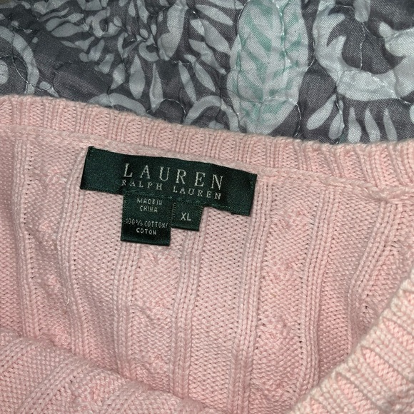 Lauren Ralph Lauren Pink Cable Knit Cotton Sweater XL - Picture 2 of 3
